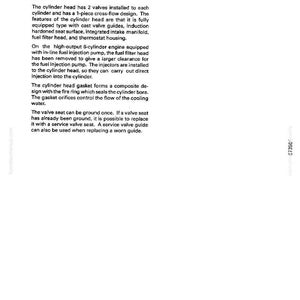 May include: A page from a manual titled "Disassembly and Assembly" with the heading "Cylinder Head." The text describes cylinder head features, including valve guides, intake manifold, and fuel filter head. The page also includes the number 13-262.