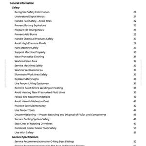 Pode incluir: Tabela de conte&uacute;dos a preto e branco de um manual. A tabela lista informa&ccedil;&otilde;es de seguran&ccedil;a, incluindo manuseio de combust&iacute;vel, preven&ccedil;&atilde;o de explos&otilde;es e evita&ccedil;&atilde;o de amianto. Os n&uacute;meros das p&aacute;ginas est&atilde;o &agrave; direita.