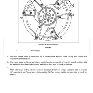 May include: Line drawing of a rotor front view, labeled H55188-UN. The image includes a diagram of the rotor with a balance weight and instructions for balancing. The text includes the legend and instructions for balancing the rotor.