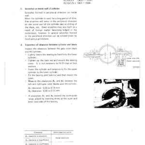 Puede incluir: Diagrama t&eacute;cnico de un compresor Z-Screw, que detalla los procedimientos de inspecci&oacute;n y ajuste. Incluye diagramas, mediciones en mil&iacute;metros e instrucciones de texto para el mantenimiento y la reparaci&oacute;n. El documento est&aacute; etiquetado como "Testing and Adjusting."