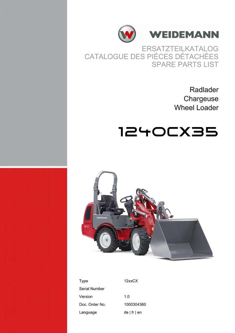 Weidemann 1240Cx35 Wheel loader Parts Manual PDF | Illustrated Catalog | Instant Download image 2