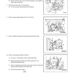 May include: Diagram of a main pump assembly with instructions for disassembly and assembly. The image includes detailed illustrations of the pump components, with labels and steps for removal and installation. The main pump assembly weighs 331 lb.