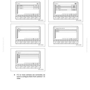 May include: A technical diagram from a machine monitor manual, featuring multiple display screen illustrations. The screens show camera settings and configurations, with text and labels. The document is in black and white.