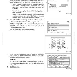 Puede incluir: Una p&aacute;gina de manual t&eacute;cnico con instrucciones para el funcionamiento y ajuste de la m&aacute;quina. Incluye diagramas, pasos numerados y capturas de pantalla para configurar y monitorear las funciones de la m&aacute;quina. T&iacute;tulo: "Prueba y ajuste."