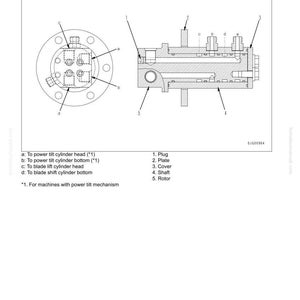 May include: Diagram of a swivel joint, labeled with parts and their functions. The diagram includes a cross-section view and a top-down view, with labels for components like the plug, plate, cover, shaft, and rotor. Text indicates the joint's structure and function.
