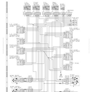 May include: A detailed wiring diagram for a wiper system, featuring various switches, relays, and connectors. The diagram includes labels such as "Wiper System Diagram," "Troubleshooting," and "Types and Locations of Connectors." The image is a technical illustration.