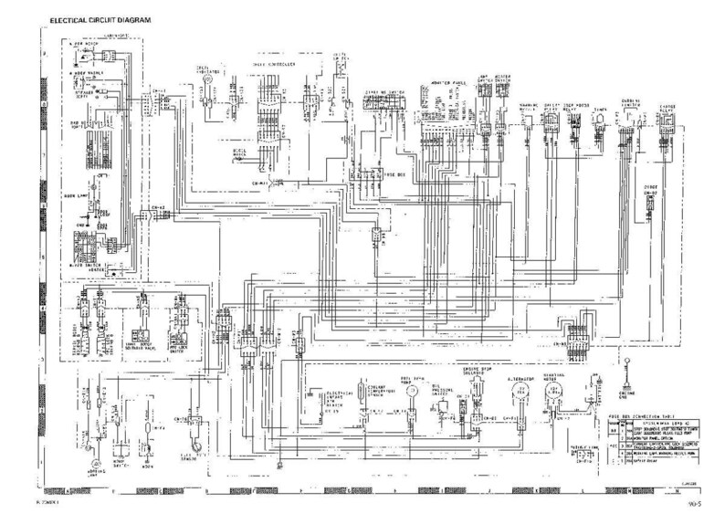 May include: A detailed electrical circuit diagram labelled "ELECTICAL CIRCUIT DIAGRAM". The diagram is a complex network of lines, symbols, and text, all in black and white, illustrating the connections and components of an electrical system.