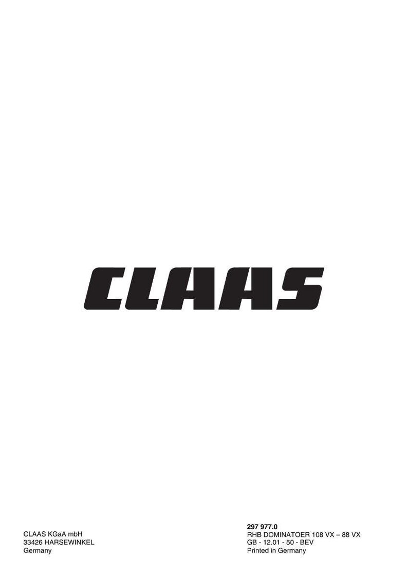 May include: The word "CLAAS" in bold, black letters dominates the center of a white background. Below the logo are details including the company name, address, and product information. The text is clear and easy to read.