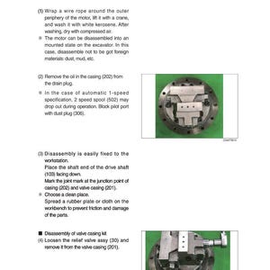 Puede incluir: P&aacute;gina de un manual que detalla el desmontaje de un motor, con diagramas de componentes mec&aacute;nicos. El texto incluye instrucciones sobre la extracci&oacute;n de aceite y el desmontaje de piezas. La p&aacute;gina est&aacute; numerada 7-99-8.