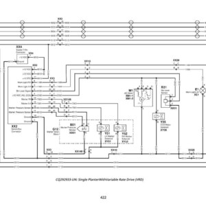May include: A detailed electrical schematic diagram with numerous lines, symbols, and labels. The diagram includes text such as "Single Planter With Variable Rate Drive (VRD)" and "422". The image is in black and white.