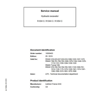 Liebherr R934c r944c r954c Hydraulic excavator Service Manual PDF | Workshop Repair | Instant Download image 2