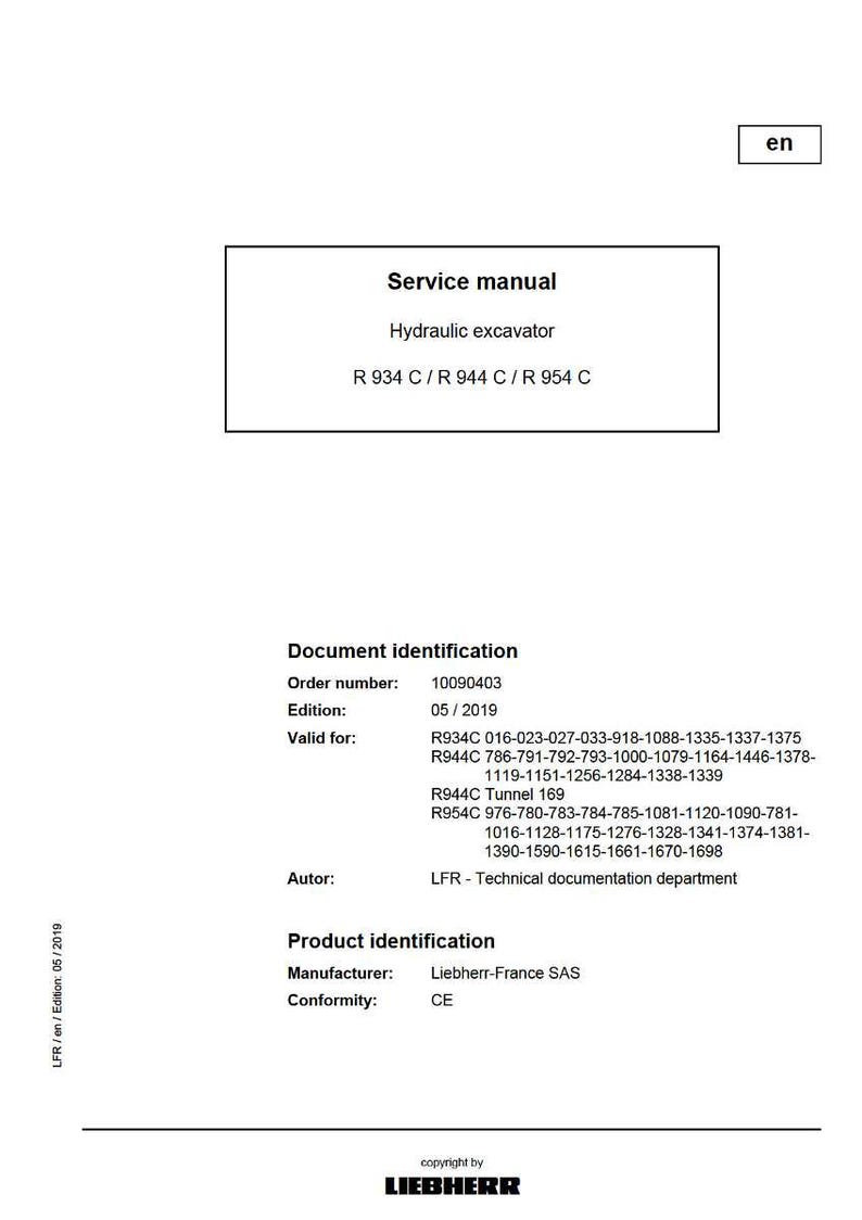 Liebherr R934c r944c r954c Hydraulic excavator Service Manual PDF | Workshop Repair | Instant Download image 2