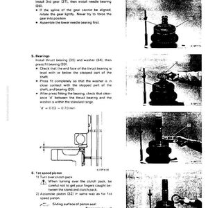 May include: Technical diagram from a manual, showing the assembly of mechanical components. The image includes detailed illustrations of gears, bearings, and pistons, with labels and instructions. The text includes measurements in millimeters.