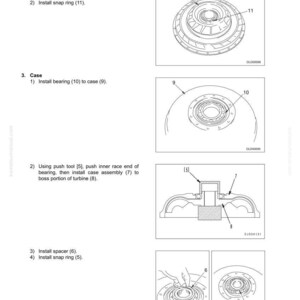 K&ouml;nnte beinhalten: Diagramm zur Demontage und Montage eines Drehmomentwandlers. Die Abbildung zeigt verschiedene Komponenten, darunter Stator, Sprengringe, Lager und Geh&auml;usebaugruppe, mit nummerierten Bezeichnungen.