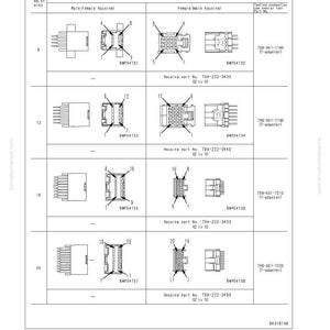 Pode incluir: Diagrama de conectores AMP040 lvse, detalhando os tipos de carca&ccedil;as macho e f&ecirc;mea com diferentes contagens de pinos (8, 12, 16, 20). Inclui n&uacute;meros de pe&ccedil;as e especifica&ccedil;&otilde;es t&eacute;cnicas para solu&ccedil;&atilde;o de problemas. O texto no topo diz "40 Resolu&ccedil;&atilde;o de problemas".