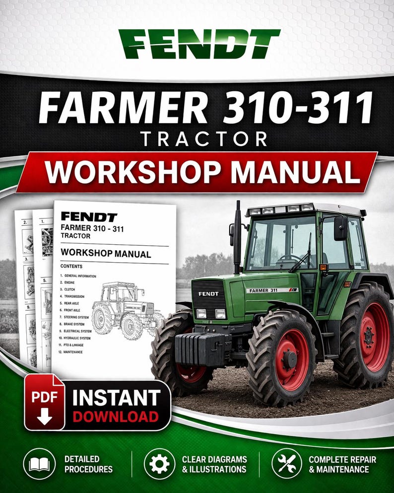 Manuale d'officina per trattori Fendt Farmer 310 e 311 in formato PDF / Assistenza e riparazione / Download immediato immagine 2