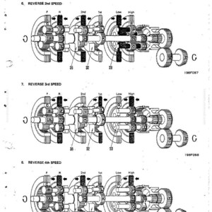 May include: Diagram of a Torqflow transmission, illustrating the structure and function of reverse gears for 2nd, 3rd, and 4th speeds. The image includes labels for different components and gear arrangements.