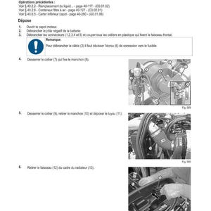 Puede incluir: Un diagrama t&eacute;cnico con el t&iacute;tulo "M&Eacute;THODE D'INTERVENTION" e instrucciones para la reparaci&oacute;n de autom&oacute;viles. La imagen incluye pasos numerados, diagramas y etiquetas de componentes para la extracci&oacute;n del radiador.