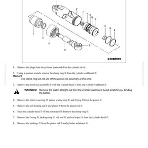 May include: Diagram of hydraulic cylinder disassembly and assembly, with labeled parts and instructions. The image includes exploded views of components like pistons, rings, and cylinder heads, with the text "DISASSEMBLY AND ASSEMBLY" at the top.