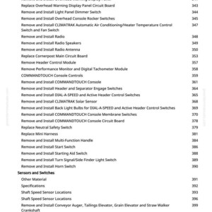 Op de afbeelding: Een gedetailleerde lijst met specificaties en instructies voor machineonderhoud, inclusief het verwijderen en installeren van diverse componenten. De tekst is georganiseerd met genummerde secties en subkoppen.