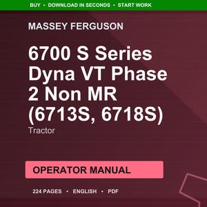 Massey ferguson 6700 S series dyna vt phase 2 non mr 6713s 6718s Tractor Operator Manual PDF | Owners Guide | Instant Download image 1
