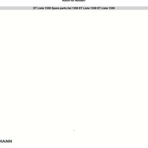K&ouml;nnte beinhalten: Eine wei&szlig;e Seite mit dem Text "ET Liste 1350 Spare parts list 1350 ET Liste 1350 ET Liste 1350" oben. Das Weidemann-Logo befindet sich unten links und "Weidemann 1350" unten rechts.