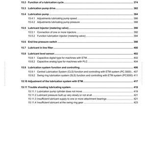 Puede incluir: P&aacute;gina de un manual que detalla un sistema de lubricaci&oacute;n autom&aacute;tico. El texto incluye secciones sobre funciones, ciclos de lubricaci&oacute;n y componentes de la bomba. Texto negro sobre fondo blanco. Medidas en sistema m&eacute;trico.