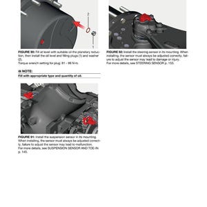 May include: Assembly diagram from a service manual, showing detailed instructions for installing sensors and filling with oil. Includes close-up illustrations with numbered components and torque specifications in Newton-meters.