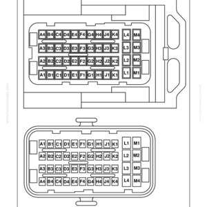 May include: Diagram of an electrical connector, labeled X174-BHC (Brown). The diagram shows two rectangular views of the connector with letter and number combinations, such as A1, B1, C1, and D1. The text "greenfarmmanuals.com" is visible.