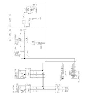 May include: Electrical circuit diagram of option parts, including a defroster glass diagram. The diagram shows various components like a fuse unit, relay, diode, and switches, with labels and connections. Text includes "Defroster Glass Diagram" and "Battery Relay".