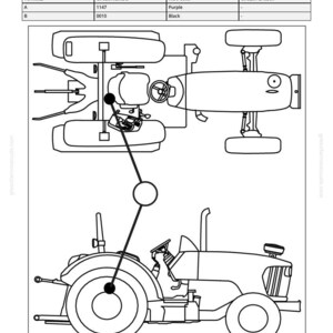 May include: Black and white schematic diagram of a tractor with wiring harness details. The diagram includes a tractor outline, circuit numbers, wire colors, and a location overview. Text includes "PY34118-UN: X116 Location Overview" and "357".