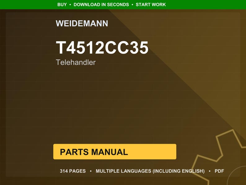 Weidemann T4512cc35 Telehandler Parts Manual PDF | Illustrated Catalog | Instant Download image 1
