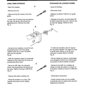 K&ouml;nnte beinhalten: Diagramm der Langzeitlagerungsanweisungen f&uuml;r das Komatsu Modell JPB3600V. Enth&auml;lt Text und Illustrationen, die Schritte wie das Waschen des Leistungsschalters, das Entfernen von Werkzeugen und das Reinigen der vorderen F&uuml;hrung detaillieren. Seite S28.