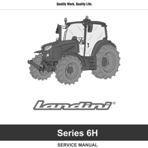 Puede incluir: Ilustraci&oacute;n en blanco y negro de un tractor Landini Serie 6H. La imagen incluye el logotipo de Argo Tractors y el texto &laquo; Quality Work. Quality Life. &raquo; El manual de servicio est&aacute; fechado en diciembre de 2023.