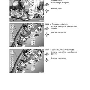 May include: Diagram showing electrical components for a tractor, including connectors and LEDs. The image details wiring schematics and component locations within the tractor's electrical system. Text labels identify each component.