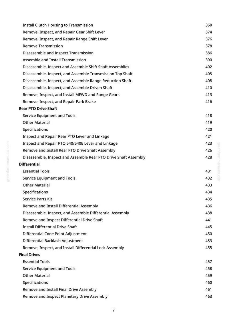 Puede incluir: Una p&aacute;gina de manual con una lista de procedimientos mec&aacute;nicos, incluyendo "Instalar la carcasa del embrague en la transmisi&oacute;n" y "Quitar, inspeccionar y reparar la palanca de cambio". Texto negro sobre fondo blanco.