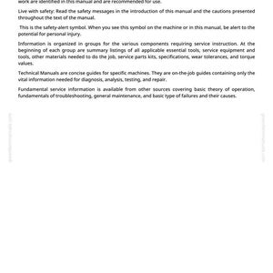May include: A page from a technical manual with the title "Foreword". The text describes the manual's purpose, safety information, and organization. The greenfarmmanuals.com logo is visible in the corner.