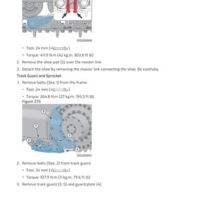 Pode incluir: Diagrama t&eacute;cnico de componentes de m&aacute;quinas com instru&ccedil;&otilde;es de remo&ccedil;&atilde;o e instala&ccedil;&atilde;o. Inclui especifica&ccedil;&otilde;es de torque em Newton metros e o tamanho da ferramenta necess&aacute;ria de 24 mm. Ilustra&ccedil;&atilde;o t&eacute;cnica detalhada.