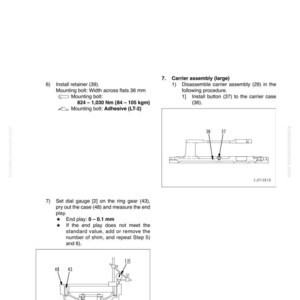 May include: Technical diagram detailing disassembly and assembly instructions, with measurements in millimetres and Newton metres. Includes illustrations of parts and steps for a carrier assembly.