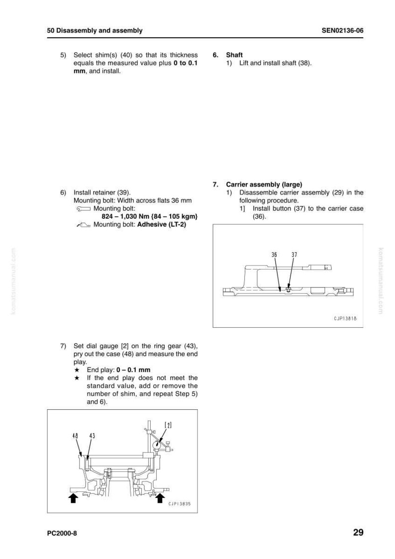 May include: Technical diagram detailing disassembly and assembly instructions, with measurements in millimetres and Newton metres. Includes illustrations of parts and steps for a carrier assembly.