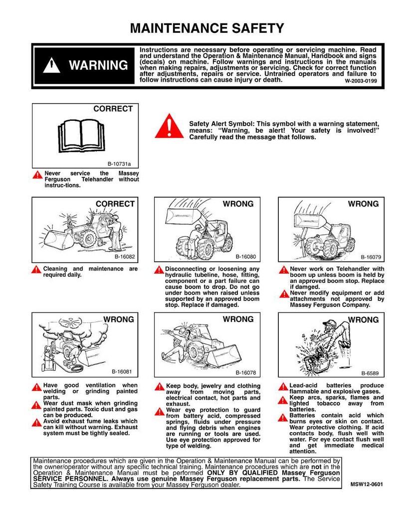 May include: A safety manual with the title "MAINTENANCE SAFETY" and warning symbols. The manual includes diagrams and instructions for safe operation and maintenance of machinery, including warnings about potential hazards and safety precautions.