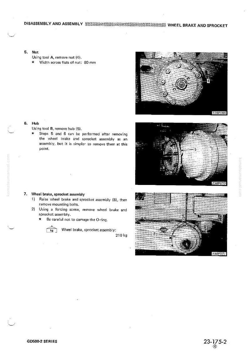 K&ouml;nnte beinhalten: Eine technische Zeichnung aus einem Handbuch, die die Demontage und Montage einer Radbremse und eines Kettenrads detailliert. Das Bild zeigt Nahaufnahmen der Komponenten, darunter eine Mutter mit einer Breite von 80 mm, eine Nabe und die Radbremsbaugruppe. Der Text enth&auml;lt Anweisungen.