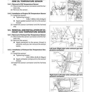 Peut inclure: Sch&eacute;mas techniques d'un manuel expliquant le d&eacute;montage et l'installation des capteurs de temp&eacute;rature d'huile moteur et de gaz d'&eacute;chappement. Inclut des sch&eacute;mas avec connecteurs, clips et emplacements des capteurs, avec couples de serrage.