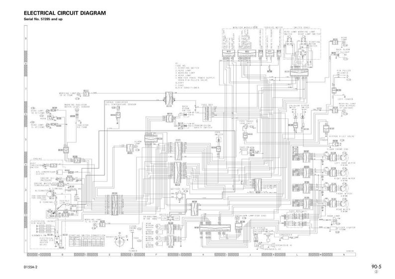 May include: A detailed electrical circuit diagram, labelled "ELECTRICAL CIRCUIT DIAGRAM" and "Serial No. 57295 and up". The diagram is a complex network of lines, symbols, and text, all in black and white.