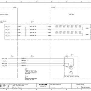May include: A detailed technical diagram with labeled components, including an inverter cabinet, grid box, and blower motor. The diagram uses lines, arrows, and symbols to illustrate electrical connections and circuits. Text labels are present throughout the diagram.