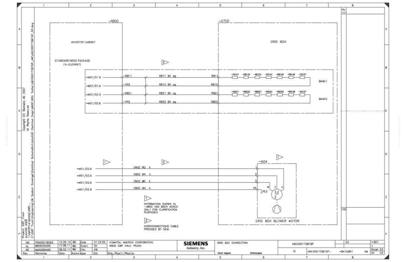 May include: A detailed technical diagram with labeled components, including an inverter cabinet, grid box, and blower motor. The diagram uses lines, arrows, and symbols to illustrate electrical connections and circuits. Text labels are present throughout the diagram.