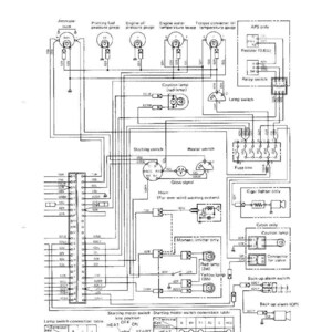 May include: A detailed wiring diagram with various electrical components labeled, including gauges, switches, and lamps. The diagram is in black and white, with text and symbols illustrating the connections.