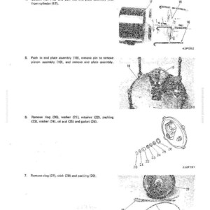 Pu&ograve; includere: Diagramma del processo di assemblaggio e smontaggio di un Hydromaster. L'immagine include parti numerate, come dadi, piastre, anelli, rondelle e guarnizioni, con illustrazioni corrispondenti. Le istruzioni testuali accompagnano i diagrammi.