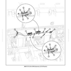 May include: Diagram of a W06 wiring harness EPM extension for a 2134 planter. The image includes detailed illustrations of the wiring components, with labels A through U, and includes the text "BM011512-UN: EPM Extension (2134 Planter)".