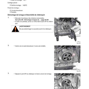 Op de afbeelding: Een pagina uit een autoreparatiehandleiding met details over het vervangen van een krukasoliekeerring. De pagina bevat diagrammen, gereedschap en instructies voor de procedure.